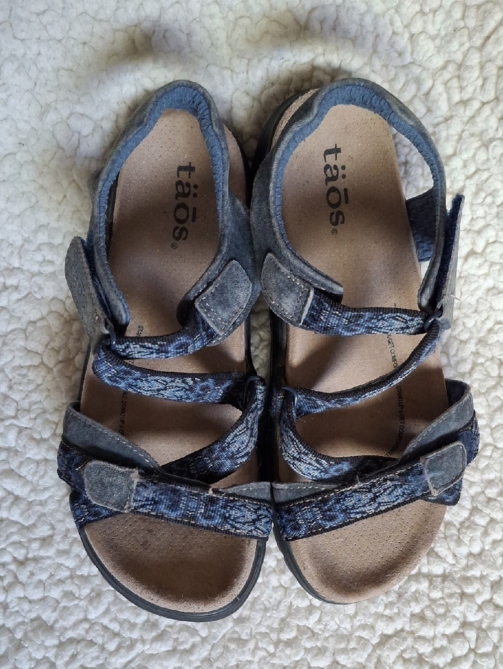 Taos Footwear Blue Patterned Women's Adjustable Sandals